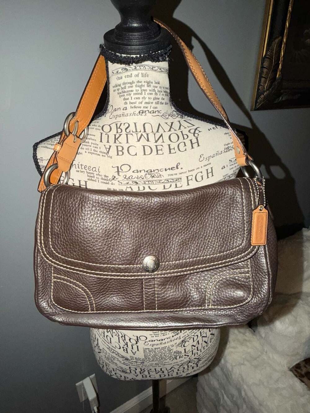 Coach Chelsea Brown Pebbled Leather Flap Shoulder Bag F12336
